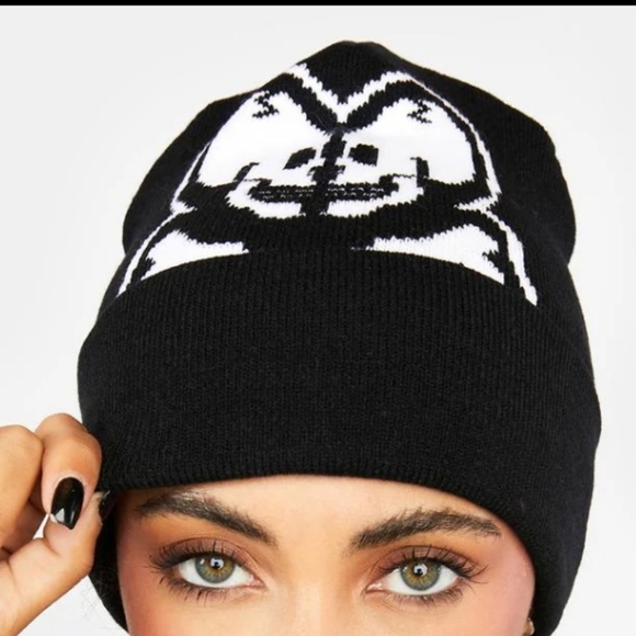 TOKIDOKI Double Skull Beanie/Toque/Skully/Wooly Hat/Toboggan/Knit Cap/Snow Cap - Picture 1 of 16